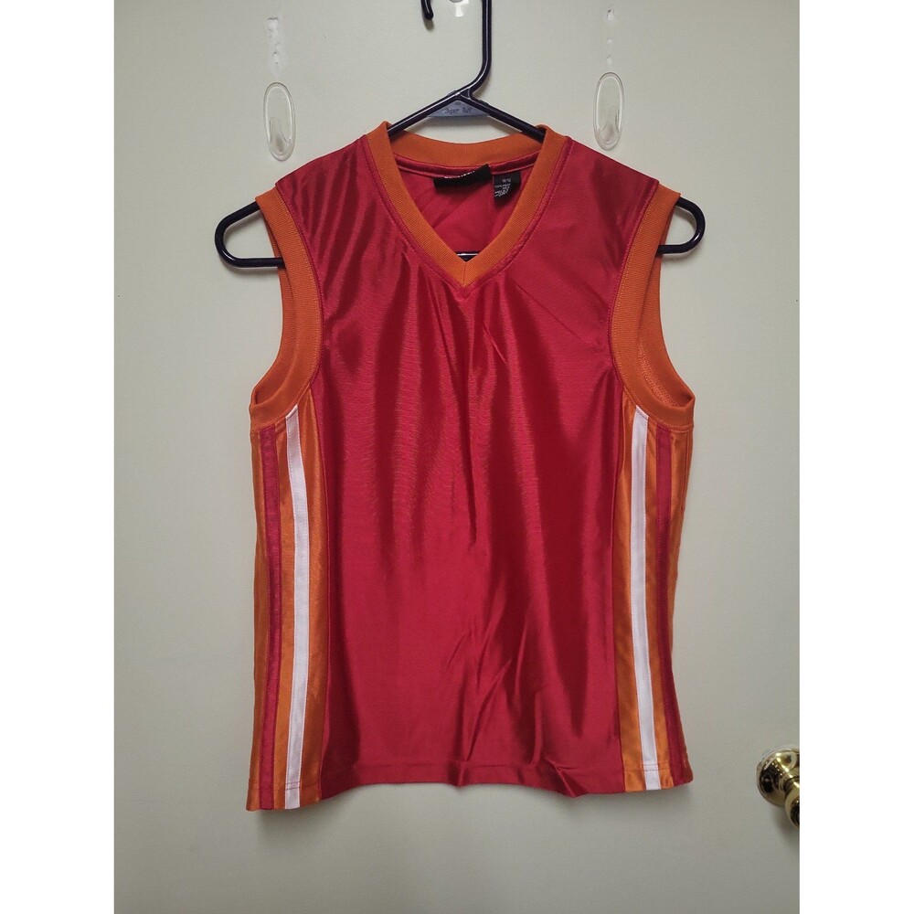 Vintage Athletech Red, Orange, and White Silky V-neck Tank Top